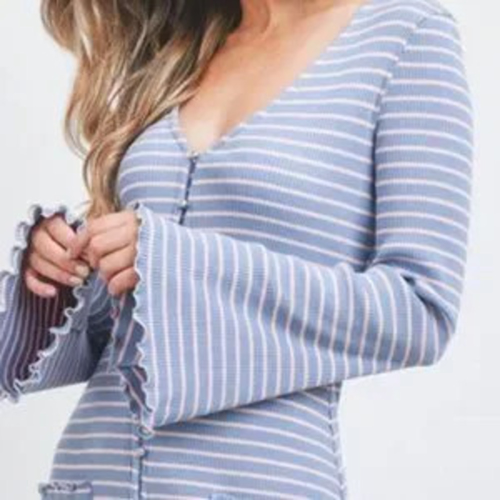 BLUE PINK STRIPES DRESS - Picture 4 of 7